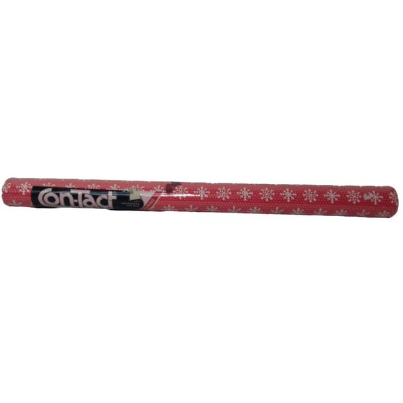 Vintage ConTact Brand Self Adhesive Plastic Shelf Liner Roll Red Snowtime 1986 - Picture 1 of 9